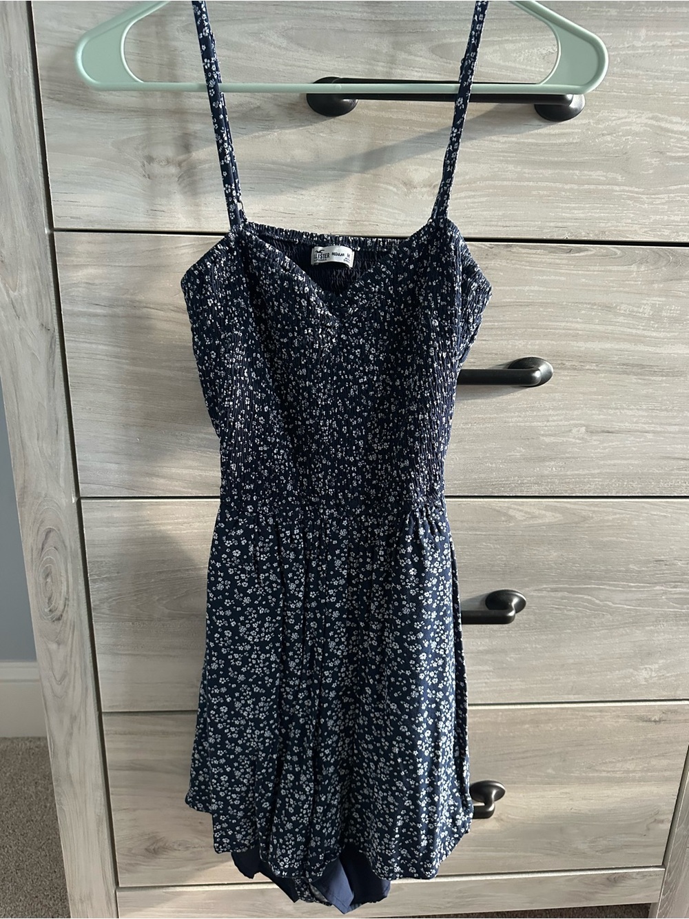 Navy Floral Spaghetti-Strap Dress